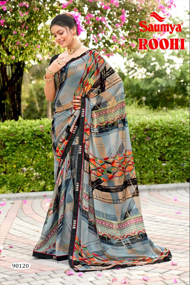 Roohi By Saumya Daily Wear Georgette Printed Sarees Wholesale Online